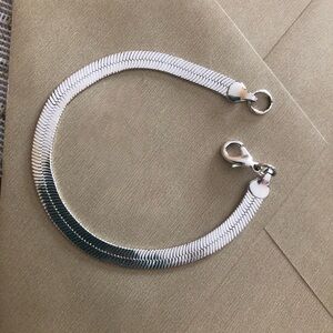 7” Herringbone Silver Bracelet